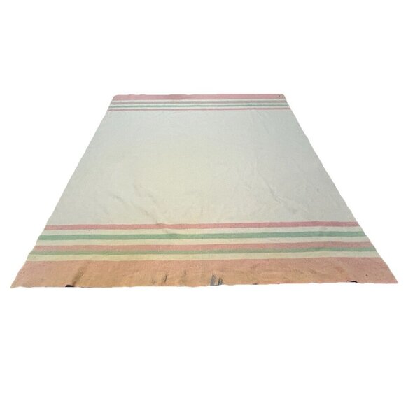 Vintage Laurentian Pure Wool Blanket By Ayers Of Lachute 73 x 83 MADE IN CANADA - Picture 12 of 12